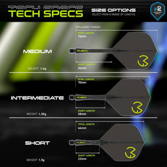 Winmau Fusion Flights & Shafts S - I - M 2 und 6 MvG Design Black & Green - 2 - Short 22mm - FutureDart