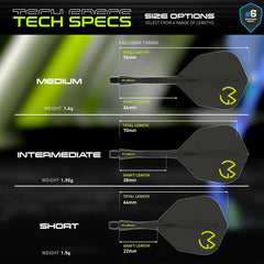 Winmau Fusion Flights & Shafts S - I - M 2 und 6 MvG Design Black & Green - 6 - Short 22mm - FutureDart