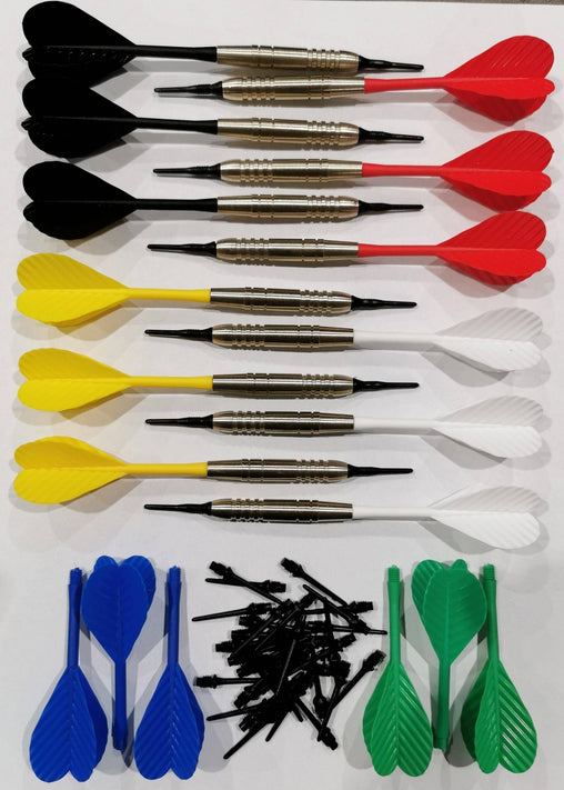 12 Pub Dartpfeile Softdarts Dart Set 17g + 100 Dartspitzen + Ersatzflights - FutureDart