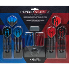 Thunder Series 3 - Steeldarts Brass - 4 Sets Darts - Blue/Red - 21g, 22g,  23g, 24g