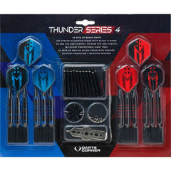 Thunder Series 4 - Steeldarts Brass - 4 Sets Darts - Blue/Red - 21g, 22g,  23g, 24g