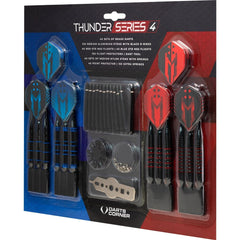 Thunder Series 4 - Steeldarts Brass - 4 Sets Darts - Blue/Red - 21g, 22g,  23g, 24g