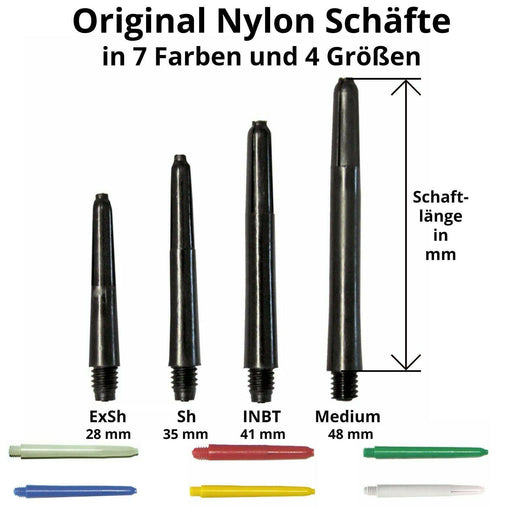 Original nylon shafts - 7 colors, 4 lengths - sets of 3 and 5