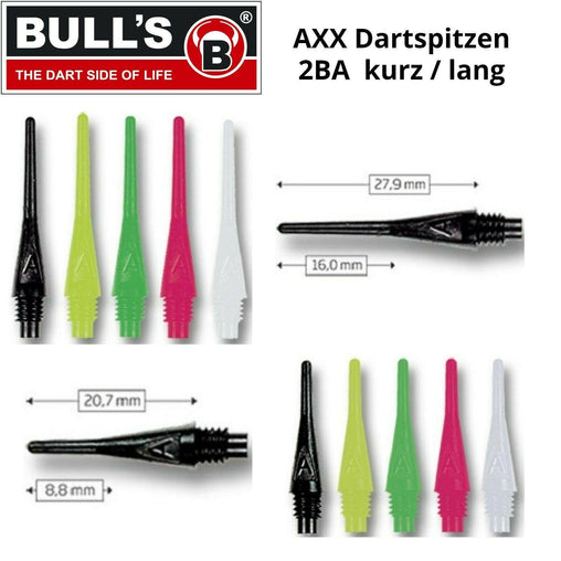 Bulls AXX dart tips 2BA soft tip points short/long - 100 pieces