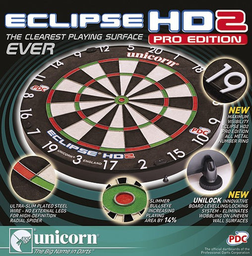 Unicorn Eclipse HD2 Pro TV Edition Bristle Steel Dartboard 