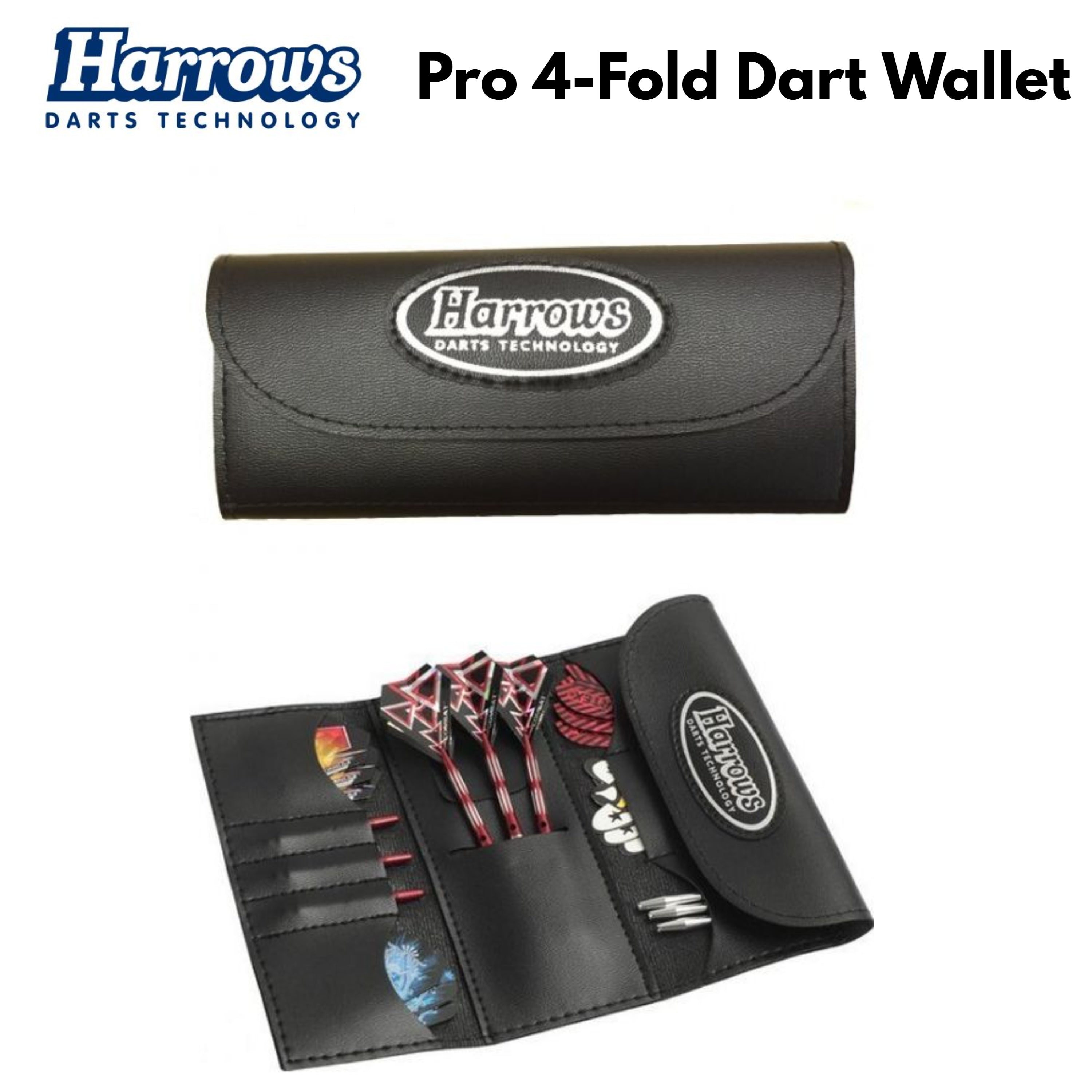 Harrows Pro 4-Fold Dart Wallet Leder - schwarz