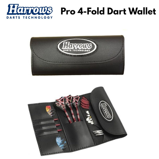 Skórzany portfel Harrows Pro 4-fold Dart - czarny 