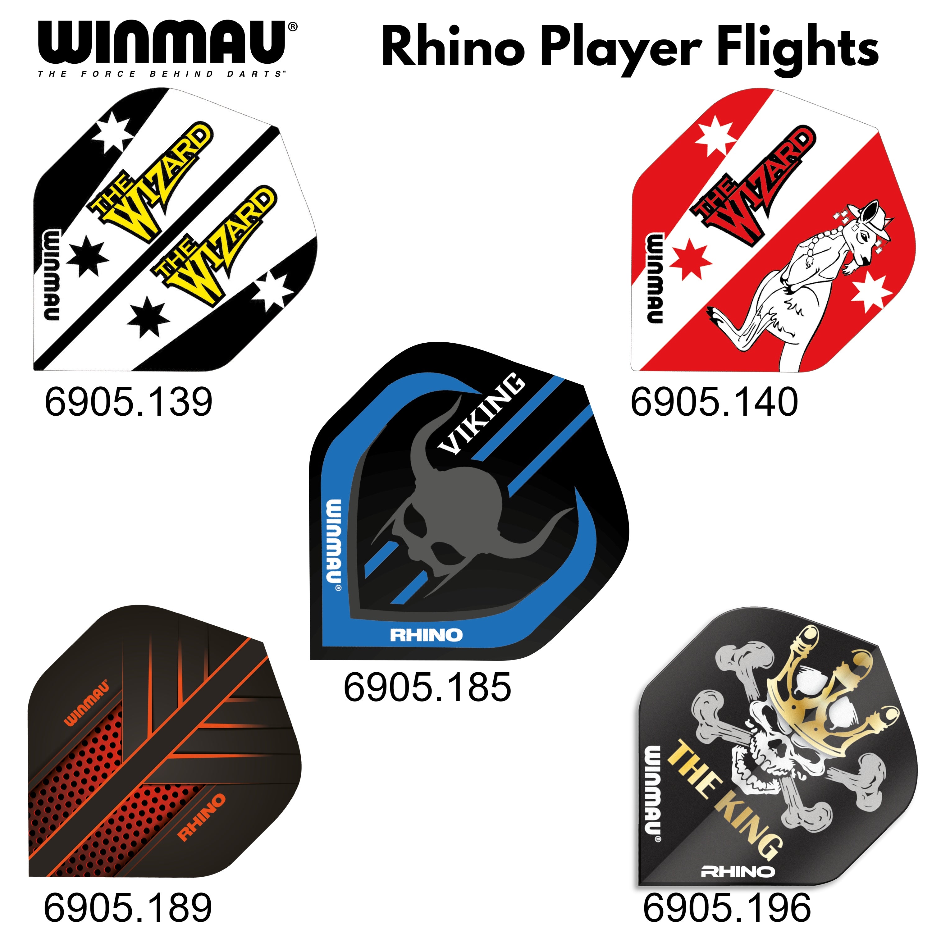 Winmau Rhino Player Dart Flight - Whitlock, Noppert, Fordham, King