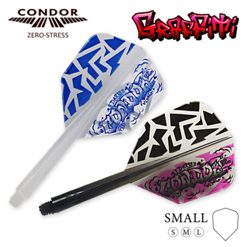 Condor Zero Stress Graffiti Small Shape Flight Stems Shafts - Clear - S= 21.5mm - FutureDart