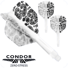Condor Zero Stress Paisley Small Shape Flight Stems Shafts - White - S= 21.5mm - FutureDart