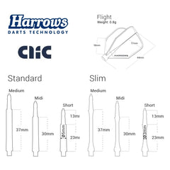 Harrows Clic System Flights Dartschaft Schäfte Shaft O - Ringe - Shafts - Slim Short 23mm - Black - FutureDart