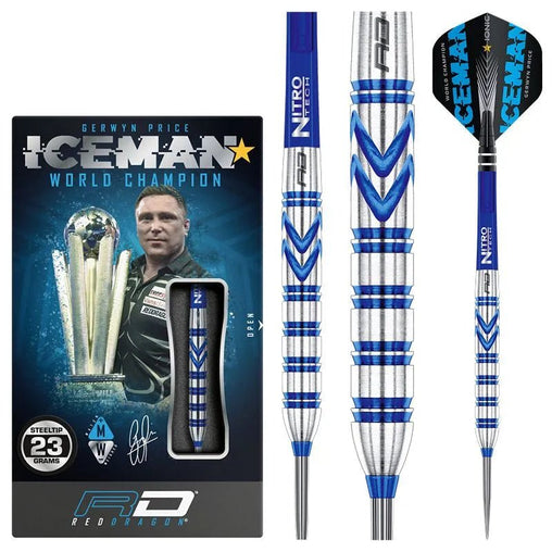 Red Dragon Gerwyn Price Blue Iceman Originals Steeldarts 23g, 24g, 26g - 23g - FutureDart