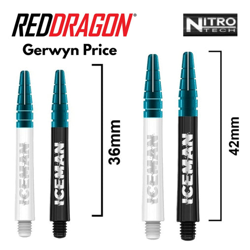 Red Dragon Nitrotech Ionic Gerwyn Price Iceman Shafts - White - Short 36 mm - FutureDart