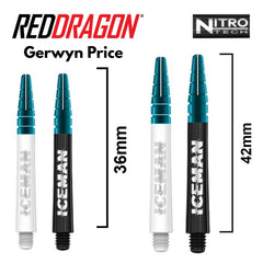 Red Dragon Nitrotech Ionic Gerwyn Price Iceman Shafts - White - Short 36 mm - FutureDart