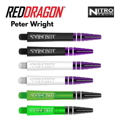 Red Dragon Nitrotech Peter Wright Snakebite Shafts - Black - Purple - Short 36 mm - FutureDart
