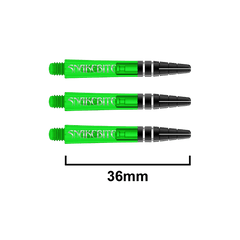 Red Dragon Nitrotech Peter Wright Snakebite Shafts - Green - Black - Short 36 mm - FutureDart