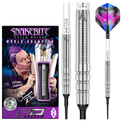 Red Dragon Peter Wright Snakebite PL 15 Silver Softdarts 18g - FutureDart