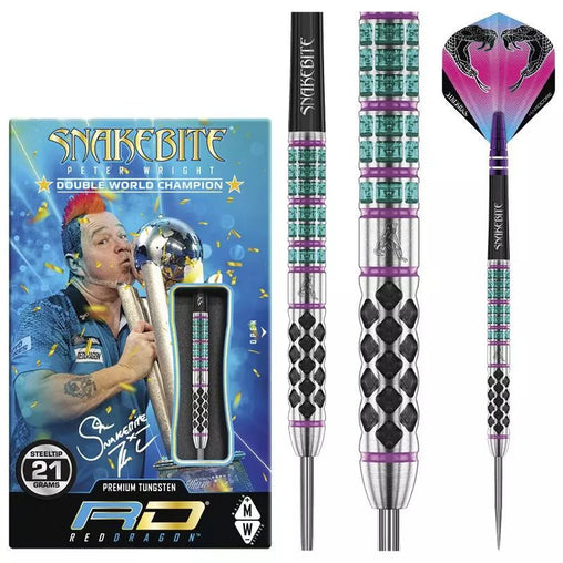 Red Dragon Peter Wright Supa Venom Steeldarts 21g, 22g, 23g, 24g - 21g - FutureDart