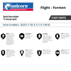 Unicorn Maestro 100 Micron Flight 6 Farben / Formen - Weiß - Xtra (Pear) - FutureDart